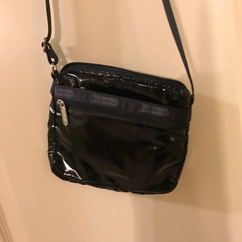 LeSportsac Crossbody Black Shiny Purse